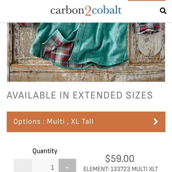 Carbon 2 Cobalt, NWT long sleeved cotton casual shirt, perfect NEW condition - Picture 2 of 7